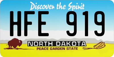 ND license plate HFE919