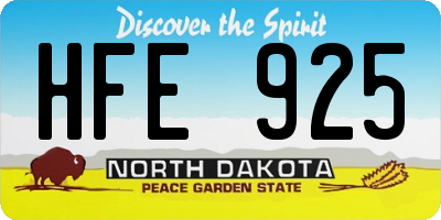 ND license plate HFE925