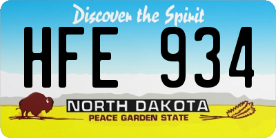 ND license plate HFE934