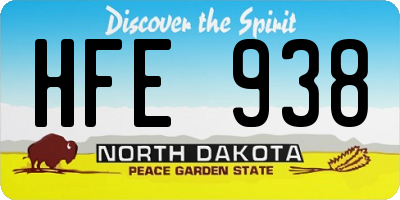 ND license plate HFE938