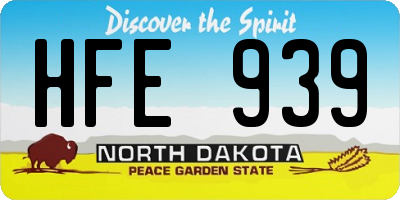 ND license plate HFE939