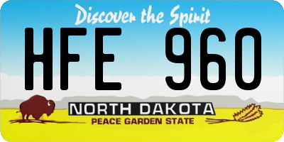 ND license plate HFE960