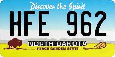 ND license plate HFE962