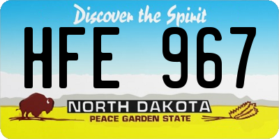 ND license plate HFE967