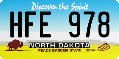ND license plate HFE978