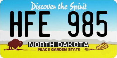 ND license plate HFE985