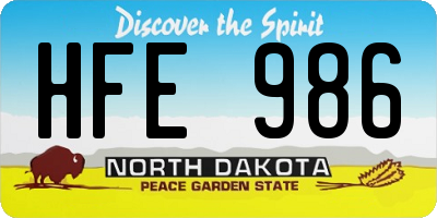 ND license plate HFE986