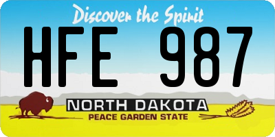 ND license plate HFE987