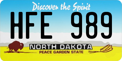 ND license plate HFE989