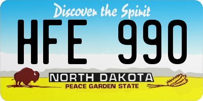 ND license plate HFE990
