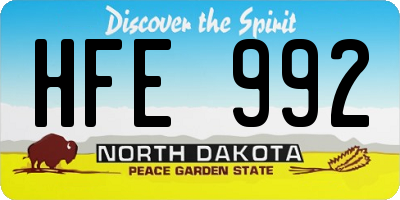 ND license plate HFE992