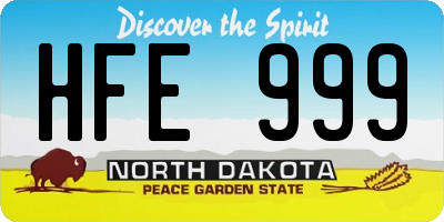 ND license plate HFE999