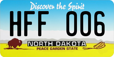 ND license plate HFF006