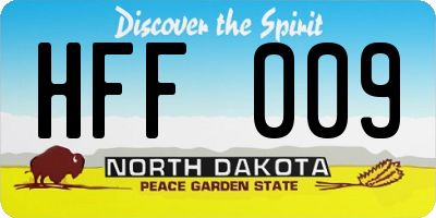 ND license plate HFF009