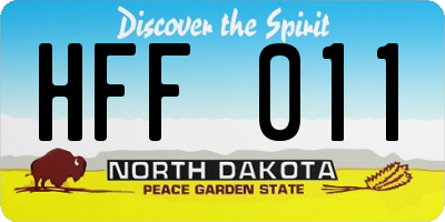 ND license plate HFF011