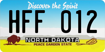 ND license plate HFF012