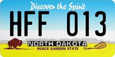 ND license plate HFF013
