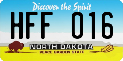 ND license plate HFF016
