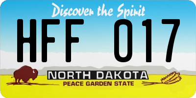 ND license plate HFF017