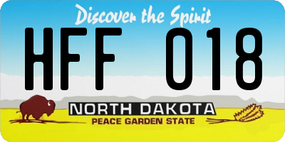 ND license plate HFF018