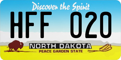 ND license plate HFF020