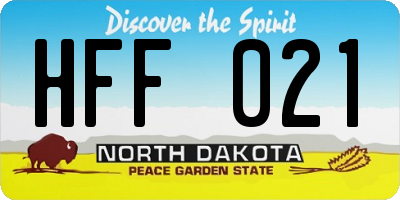 ND license plate HFF021