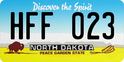 ND license plate HFF023