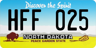 ND license plate HFF025