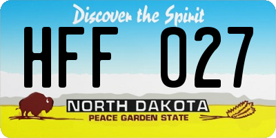 ND license plate HFF027