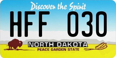 ND license plate HFF030