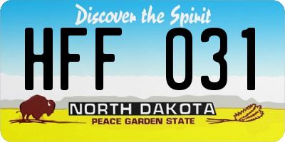 ND license plate HFF031