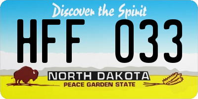 ND license plate HFF033
