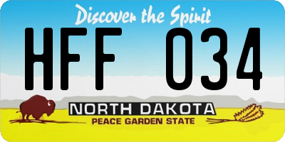 ND license plate HFF034