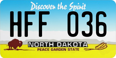 ND license plate HFF036