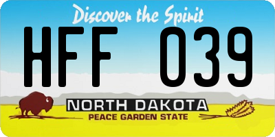 ND license plate HFF039
