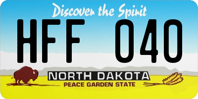 ND license plate HFF040