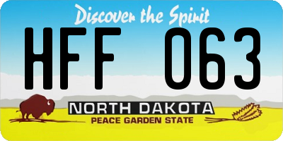 ND license plate HFF063