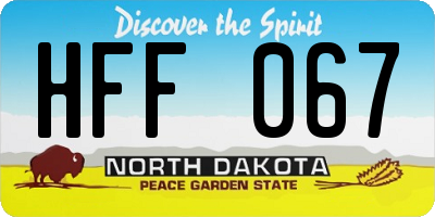 ND license plate HFF067