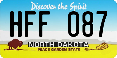 ND license plate HFF087