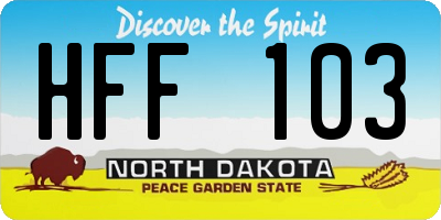 ND license plate HFF103