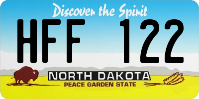 ND license plate HFF122