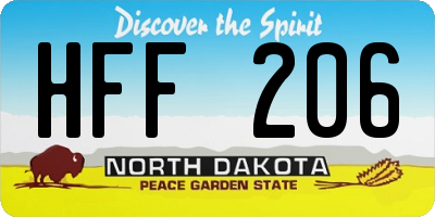 ND license plate HFF206