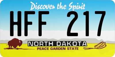 ND license plate HFF217