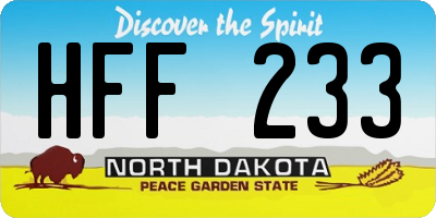 ND license plate HFF233