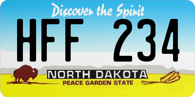 ND license plate HFF234