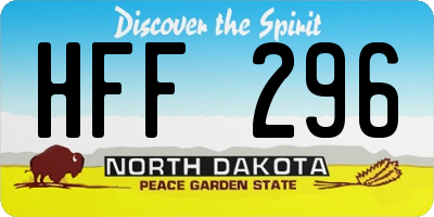 ND license plate HFF296