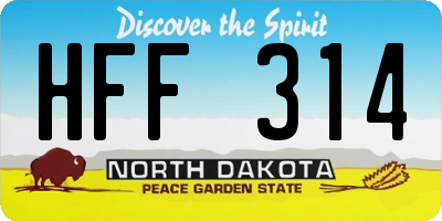 ND license plate HFF314