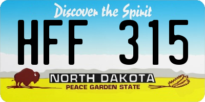 ND license plate HFF315