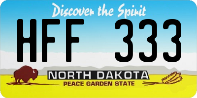ND license plate HFF333