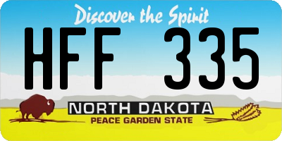ND license plate HFF335